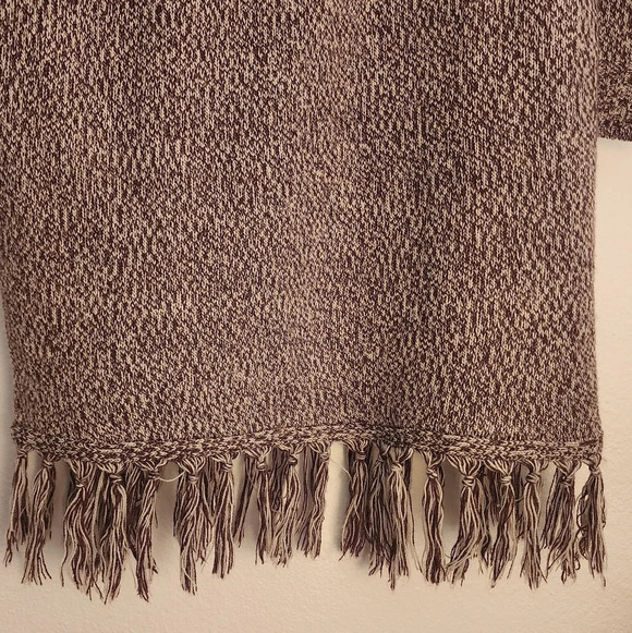 Notations Brown Cowl Neck Fringed Sweater   Size L - Picture 5 of 10